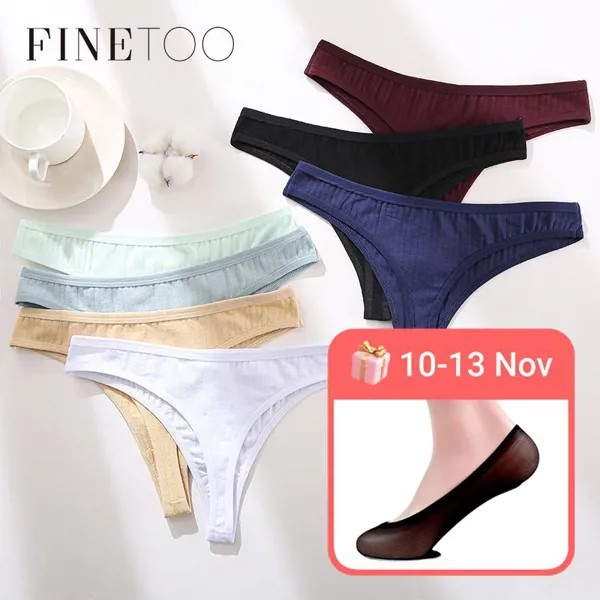 FINETOO 3Шт Женщины Сексуальные невысокие трусики 95% хлопок стринги G-string Нижнее белье Интимные Женщины Трусы Сексуальное белье Однотонные брюки