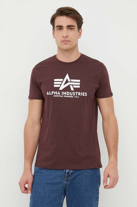 Хлопковая футболка Базовая футболка Alpha Industries, бордовый