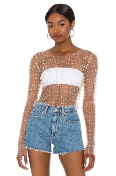 Топ Beach Bunny Look and Glisten Pearl Mesh, нюд