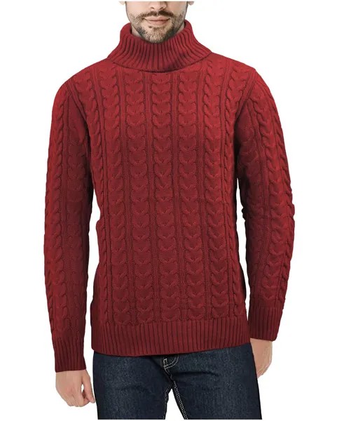Мужской свитер вязания косами с круглым вырезом X-Ray, красный