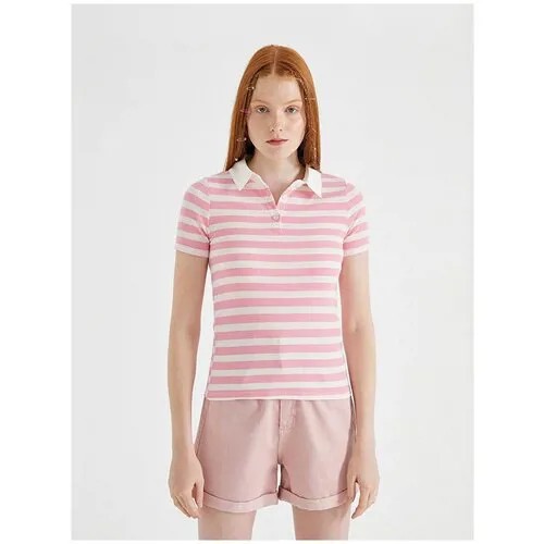 Блузка-поло KOTON TEENAGE, 1YAL18103UK, цвет: ROSE STRIPE, размер: XS