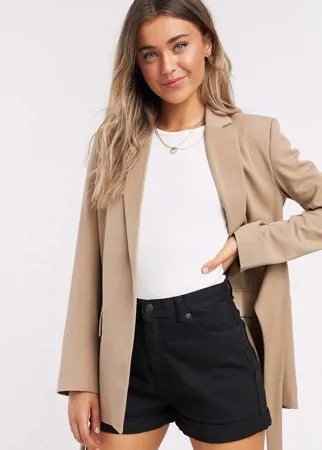 Бежевый приталенный пиджак с поясом French Connection-Коричневый цвет