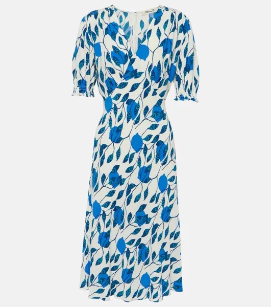 Платье миди из крепа с принтом jemma Diane Von Furstenberg, синий