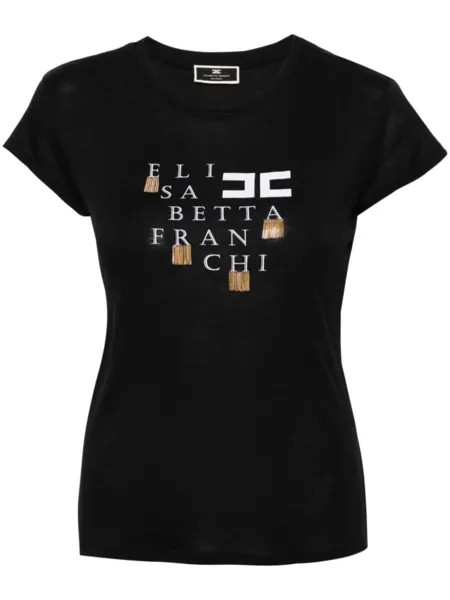 Elisabetta Franchi футболка с цепочками, черный