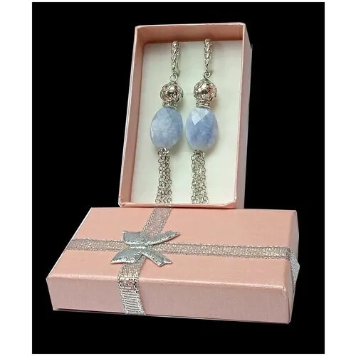 Серьги цепочки AV Jewelry, аквамарин, голубой, серебряный