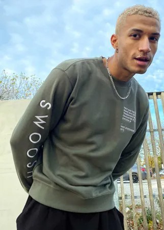 Свитшот цвета хаки с круглым вырезом Nike Swoosh-Зеленый