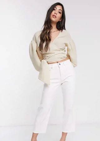 Белые прямые джинсы с завышенной талией ASOS DESIGN Petite-Белый