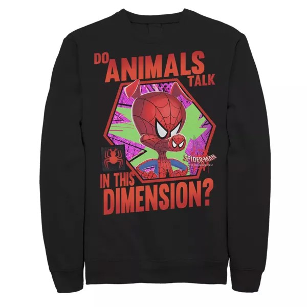 Мужской флисовый пуловер с рисунком Marvel Spider-Man Spiderverse Animals Talk