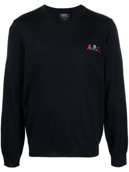 A.P.C. толстовка с вышитым логотипом, синий