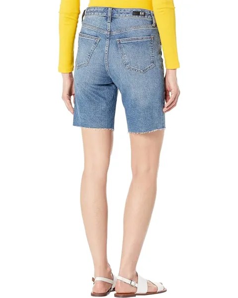 Шорты KUT from the Kloth Margot High-Rise Long Shorts-Hidden Button Raw Hem, цвет Positive