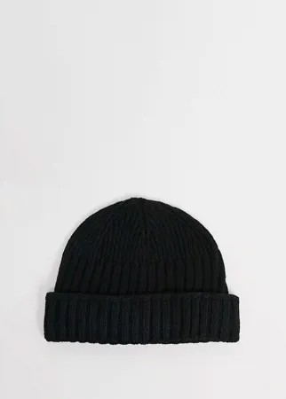 Черная шапка-бини из переработанного полиэстера ASOS DESIGN Mini Fisherman-Черный цвет