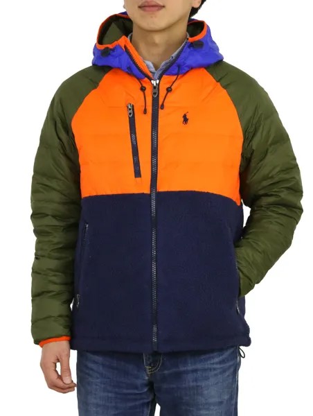 Флисовая куртка-пуховик Polo Ralph Lauren - оранжевый/оливковый/синий