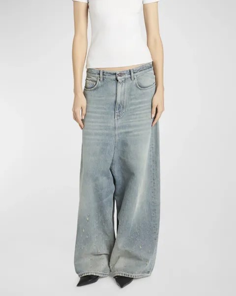 Брюки с низкой промежностью Balenciaga, цвет 2204 Blue Rust
