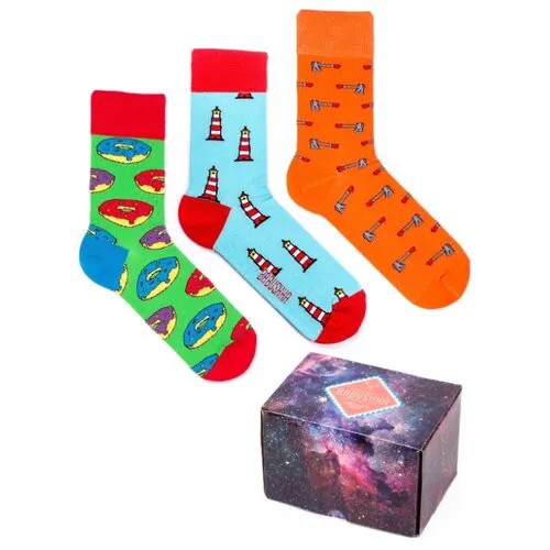 Цветные носки Babushka, набор носков с принтом, 3 пары в коробке, размер 41-46, CMB-14