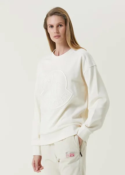 Белый свитшот с логотипом Moncler