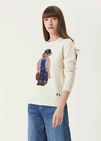 Кремовый свитер с круглым вырезом polo bear Polo Ralph Lauren