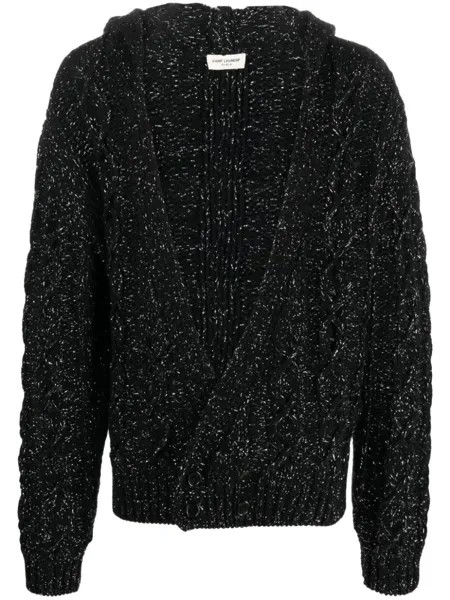 Saint Laurent кардиган крупной вязки с капюшоном, черный