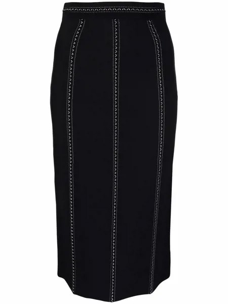 Alexander McQueen юбка миди с контрастной строчкой