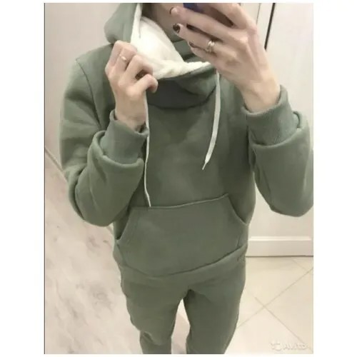 Костюм, худи и брюки, карманы, капюшон, размер 42, мультиколор