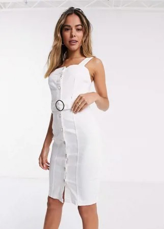 Белое джинсовое платье миди с поясом Lipsy-Белый