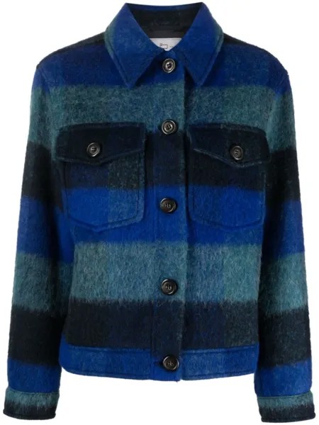 Клетчатая куртка-рубашка с бахромой Woolrich, синий