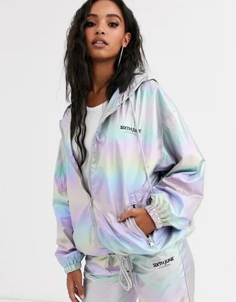 Спортивный oversize-топ с эффектом металлик из комплекта Sixth June-Мульти