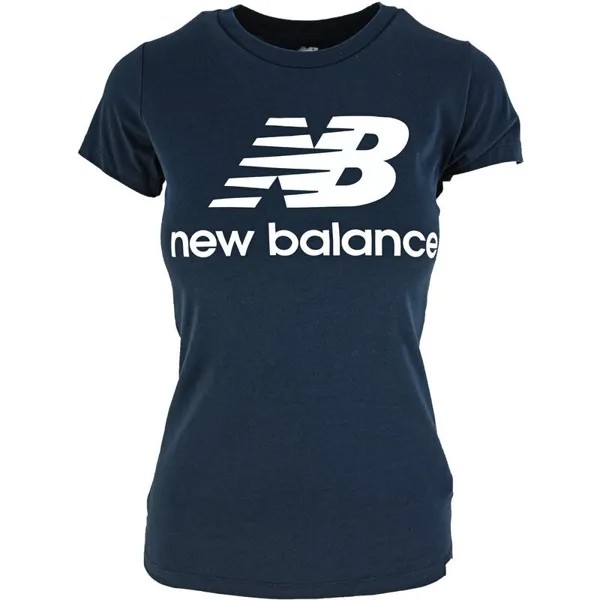 Футболка New Balance Essentials Stack с коротким рукавом, синяя, женская