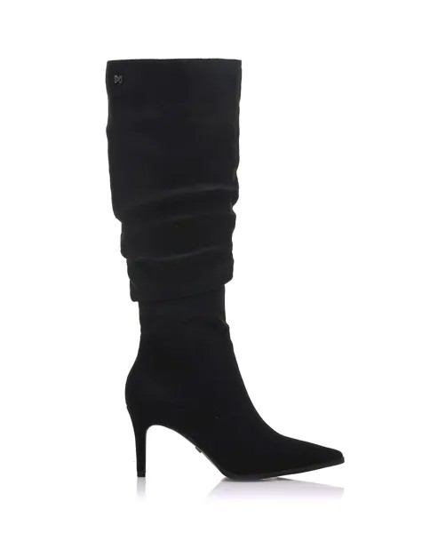Женские замшевые ботинки на высоком каблуке с мятой голенищем Mariamare, черный