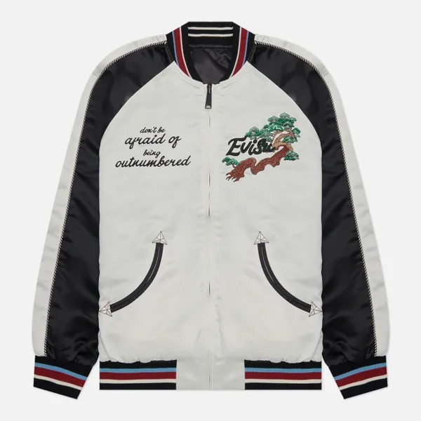 Мужская куртка бомбер Evisu Eagle & Evisu Embroidered Dual Face Souvenir белый, Размер S