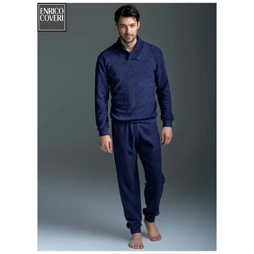 Пижама Enrico Coveri, толстовка, брюки, размер xl, синий
