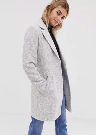Фактурное приталенное пальто ASOS DESIGN-Белый