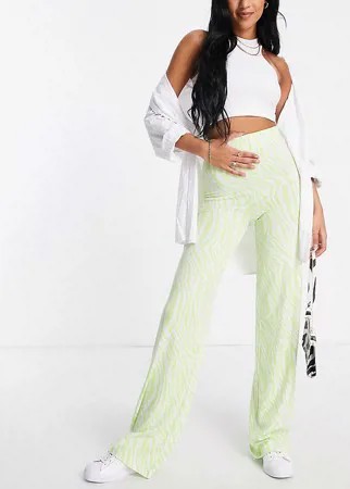 Базовые трикотажные брюки с широкими штанинами и со звериным принтом ASOS DESIGN Tall-Зеленый цвет