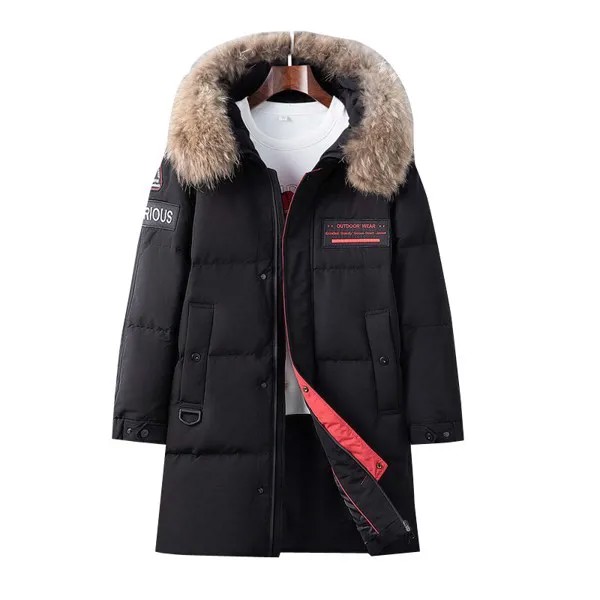 2021 модное пальто, утепленная куртка, Мужская удлиненная теплая парка с капюшоном, пальто на белом утином пуху, высококачественное новое зим...