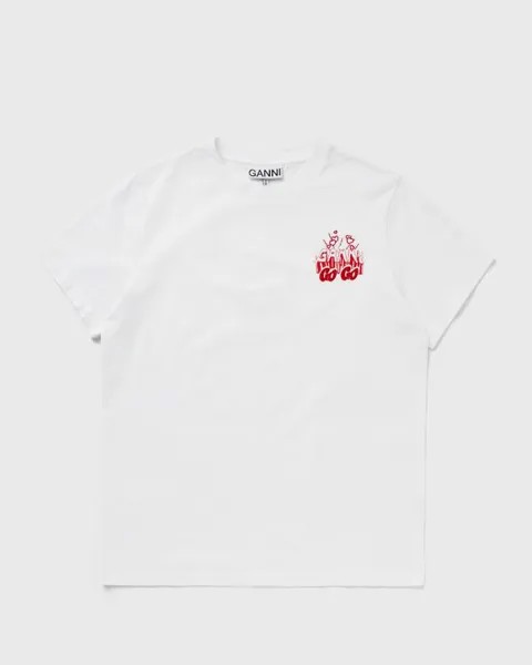 Топ Ganni Thin Jersey Gogo Relaxed Tee, ярко-белый