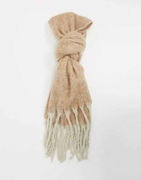Бежевый шарф с контрастными кисточками French Connection-Neutral