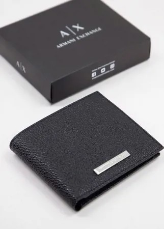 Черный кошелек для монет с логотипом Armani Exchange-Черный цвет