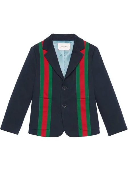 Gucci Kids габардиновый пиджак с отделкой Web