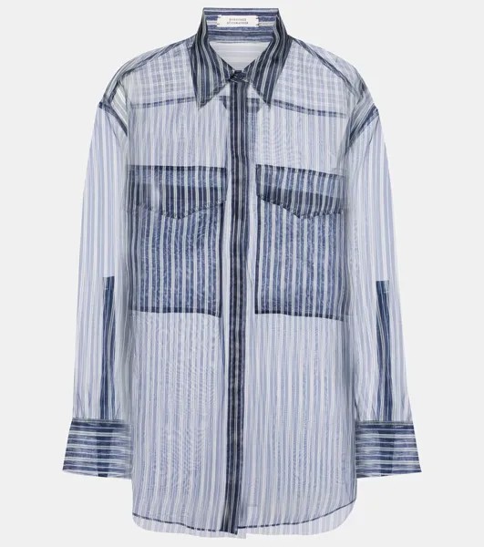 Блузка из полосатой шелковой органзы Dorothee Schumacher, цвет blue white stripe