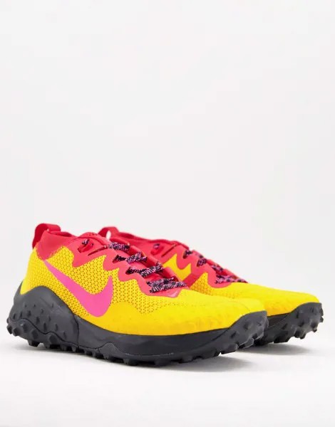 Желтые с розовым кроссовки для бега по пересеченной местности Nike Running Wildhorse 7-Желтый
