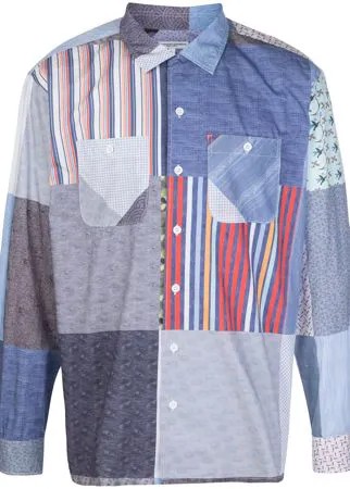 Engineered Garments рубашка в технике пэчворк с контрастным принтом