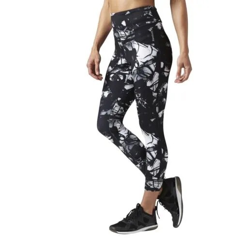 [CD2457] Новые женские колготки с принтом REEBOK LM AOP Les Mills - черные