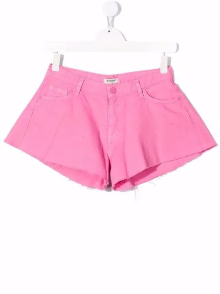 Pinko Kids frayed-hem cotton shorts