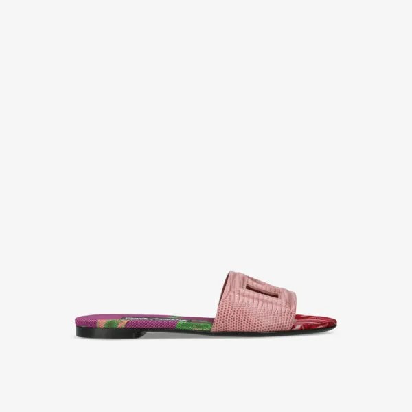 Кожаные сандалии millennials с тисненым логотипом Dolce & Gabbana, розовый