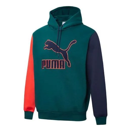 Толстовка PUMA Winter Embroidered Logo Colorblock Fleece Lined Stay Warm Green, зеленый