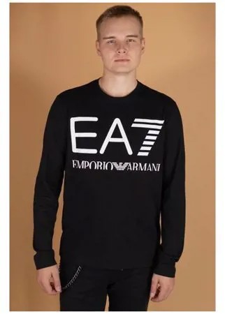 EA7 Лонгслив черный логотип (S)