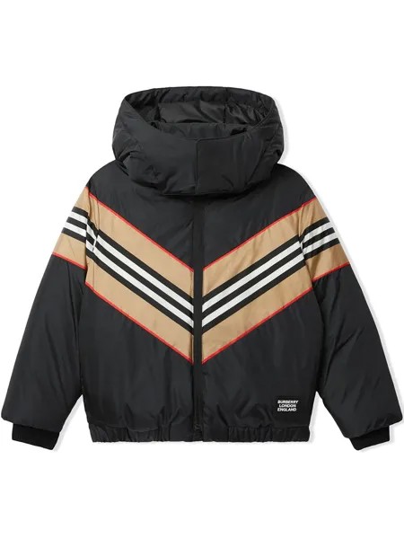 Burberry Kids пуховик с полоской Icon Stripe