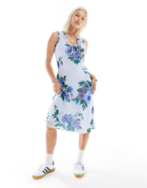 Платье Reclaimed Vintage Midi Tea In Floral Print, мультиколор