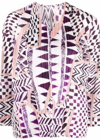 Pleats Please Issey Miyake плиссированная блузка с геометричным принтом