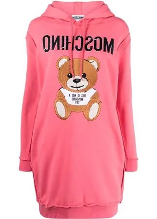 Moschino платье-худи с вышивкой