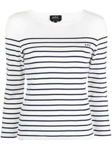 A.P.C. полосатая футболка с длинными рукавами, белый